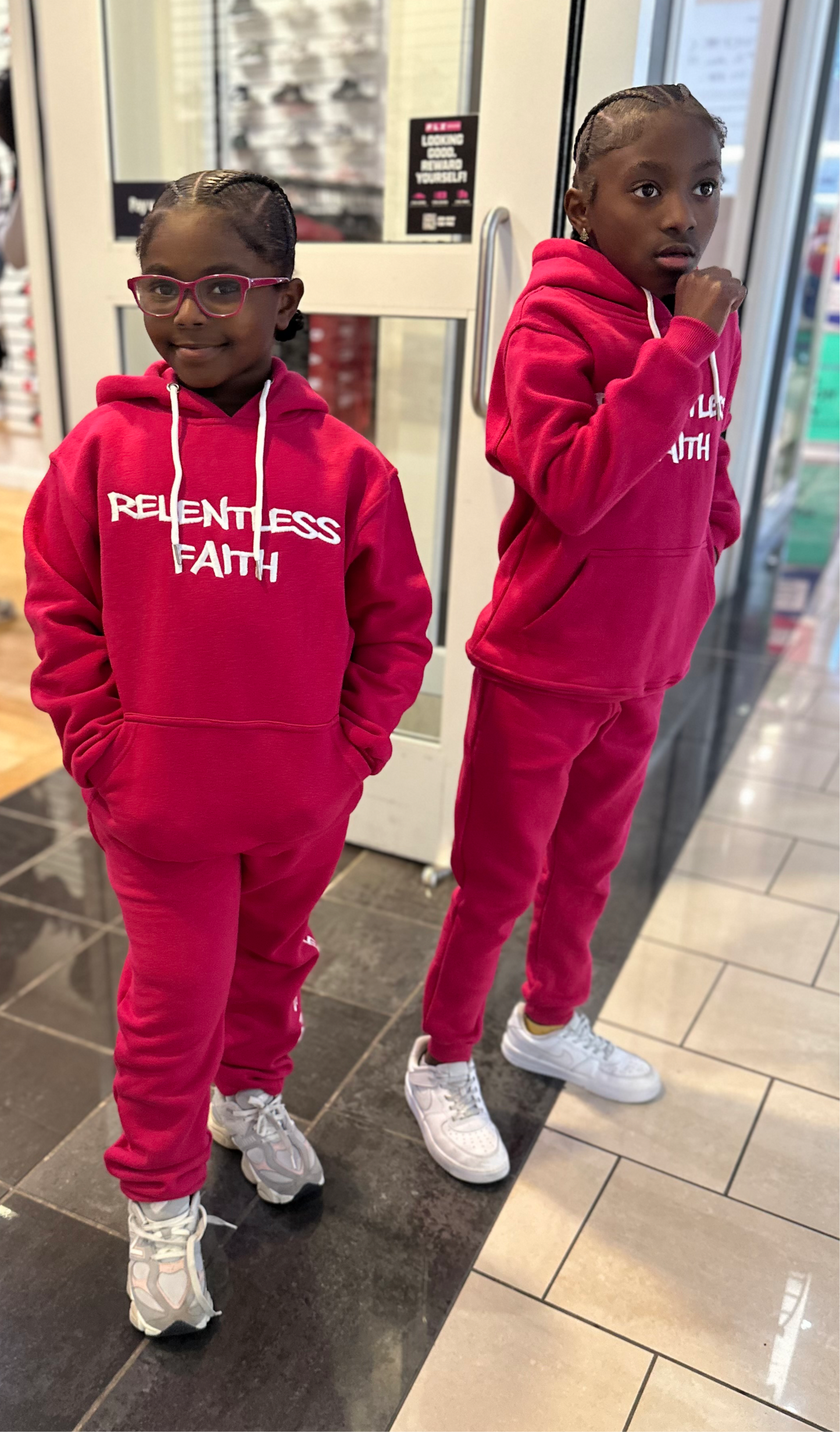 Raspberry Pink “Relentless Faith” jogging suits